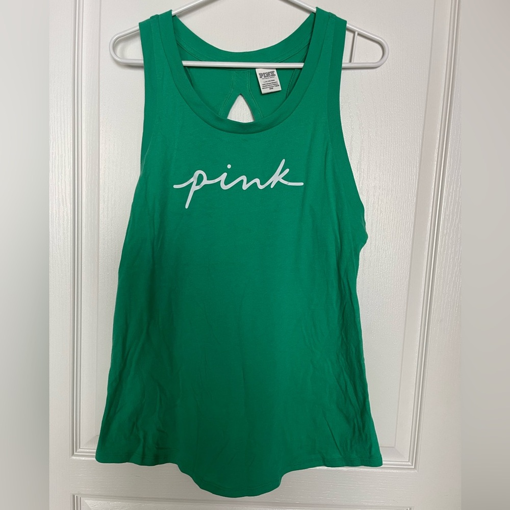 PINK Victoria's Secret Green Racerback Top size Large